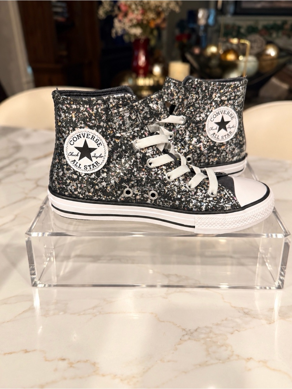 Converse Kids Sparkle High-Top Sneaker - Black Glitter NWOT